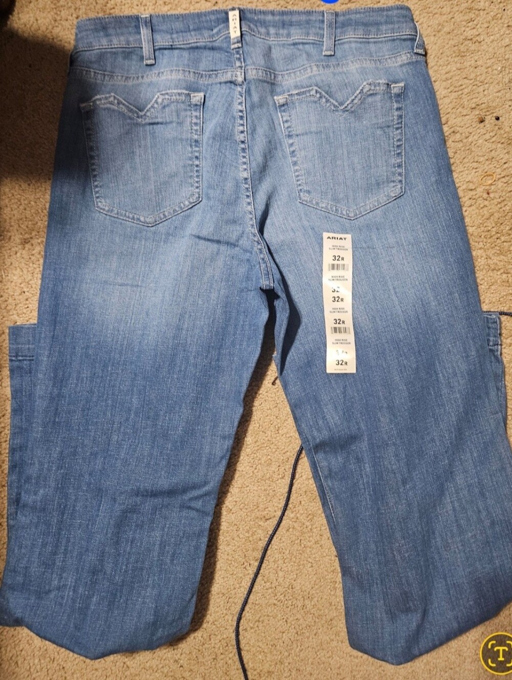 Ariat Light Wash Blue Denim Jeans - Back Pocket Detail